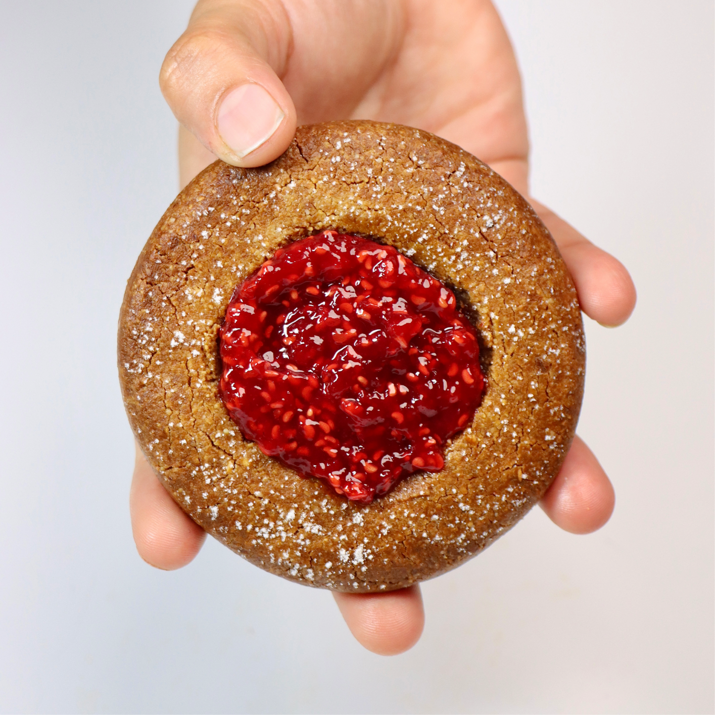 Peanut Butter Cookie with Raspberry Jam
