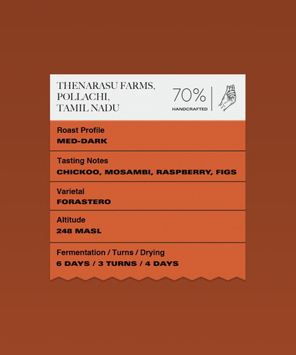 Thenarasu Farms, Pollachi, Tamil Nadu (70% Dark)