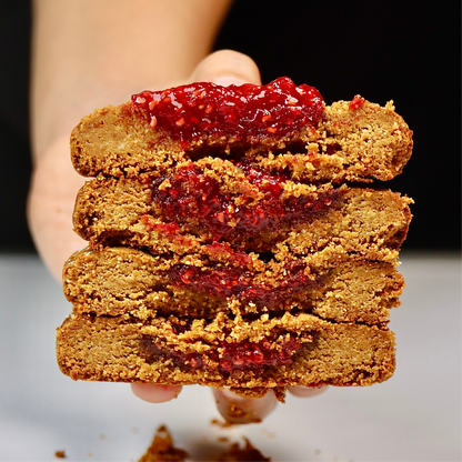 Peanut Butter Cookie with Raspberry Jam