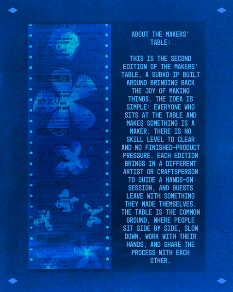 [25th October | BLR] The Makers’ Table (Subko × Show Me The Blue) – Cyanotype Workshop